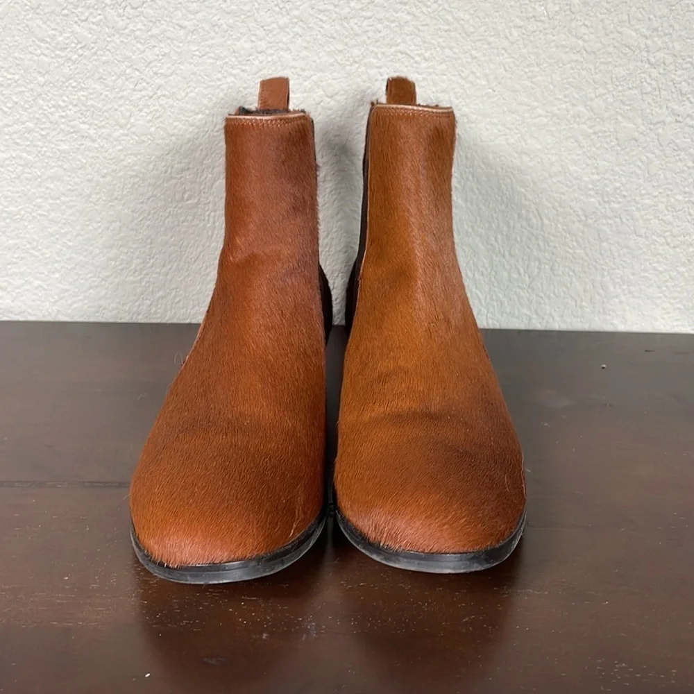 LK Bennett Ornella Calf Hair Chelsea Boots Natural Tan Camel Sz 36